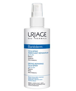 Uriage Bariederm Cica Подсушаващ възстановяващ спрей с мед и цинк за лице и тяло x100 мл