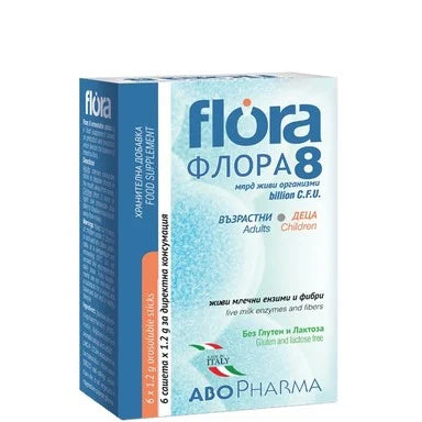 Flora 8 за чревно здраве за деца и възрастни х6 сашета Abopharma