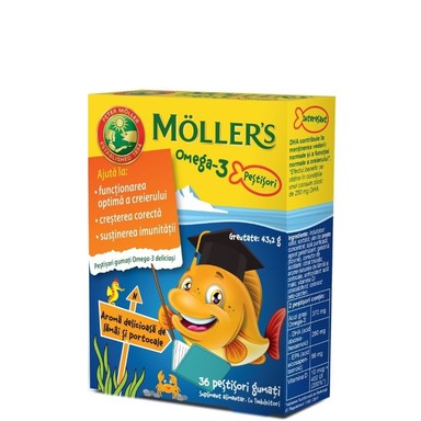 Мьолерс Омега 3 желирани риби с вкус на портокал х36 броя