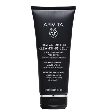 Apivita Black Detox Черен почистващ гел за лице и очи x150 мл