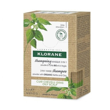 Klorane Маска - шампоан с корпива и глина 2в1 8 бр х3 г