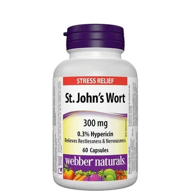 St. Johns Wort Жълт Кантарион 300 мг при стрес и безпокойството x60 капсули Webber Naturals