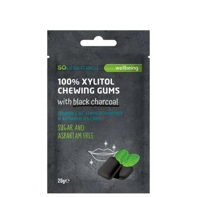 SOpharmacy Дъвки със 100% ксилитол ментов вкус и активен въглен х10 броя