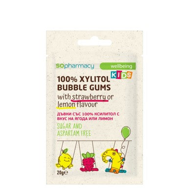 SOpharmacy Kids Детски дъвки със 100% ксилитол и вкус на ягода или лимон х10 броя
