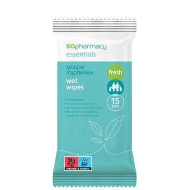 SOpharmacy Essentials Fresh Освежаващи мокри кърпички х15 броя