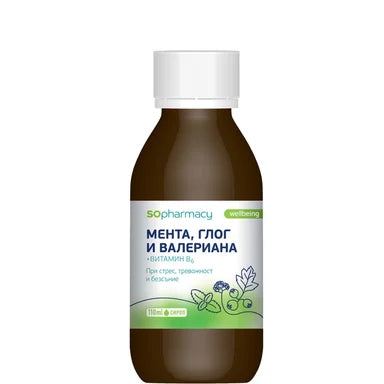 SOpharmacy Сироп мента глог и валериана + B6 при стрес x110 мл