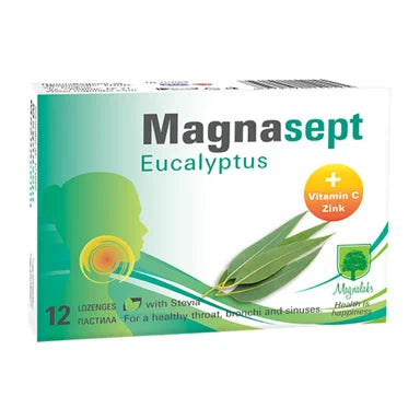 Magnasept Eucalyptus за гърло бронхи и синуси с вкус на евкалипт х12 пастила Magnalabs