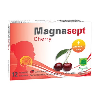 Magnasept Cherry за гърло бронхи и синуси с вкус на череша х12 пастили Magnalabs