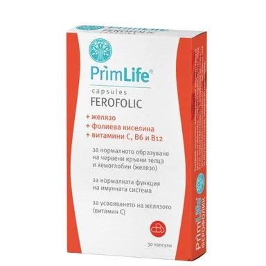 PrimLife Ferofolic с желязо и фолиева киселина х30 капсули