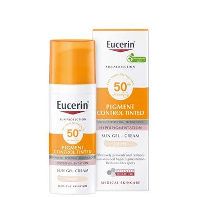 Eucerin Pigment Control Tinted Оцветен слънцезащитен гел-крем за лице светъл нюанс SPF50+ х50 мл