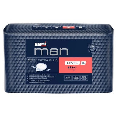 Seni Man Extra Plus Level 4 Дишащи урологични подложки за мъже за лека и средна инконтиненция x15 броя