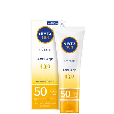 Nivea Sun Anti-Age Q10 Слънцезащитен крем за лице срещу пигментация SPF50+ x50 мл