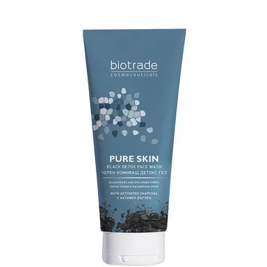 Pure Skin Черен измивен детокс гел с активен въглен х200 мл Biotrade