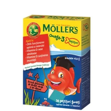 Мьолерс Омега 3 желирани риби с вкус на ягода х36 броя