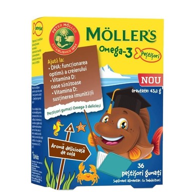 Мьолерс Омега 3 желирани риби с вкус на кола х36 броя