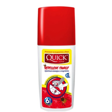 Quickline Family Репелент за цялото семейство против комари и кърлежи х100 мл