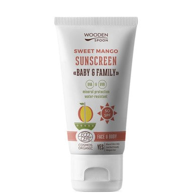 Wooden Spoon Sweet Mango Био слънцезащитен лосион за лице и тяло SPF50 x150 мл