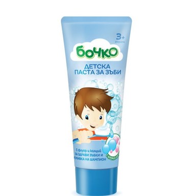 Бочко Детска паста за зъби с аромат на дъвка + флуор x75 мл