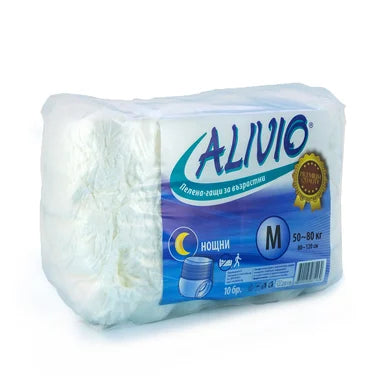 Alivio Пелени-гащи за възрастни нощни М 50-80 кг x10 броя
