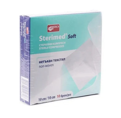 Sterimed Soft Стерилни компреси от нетъкан текстил 4 дипли по 10см x10 бр Medica