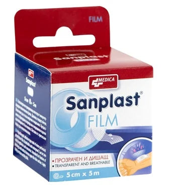 Sanplast Film Прозрачен пластир 5 см/5 м x1 брой Medica