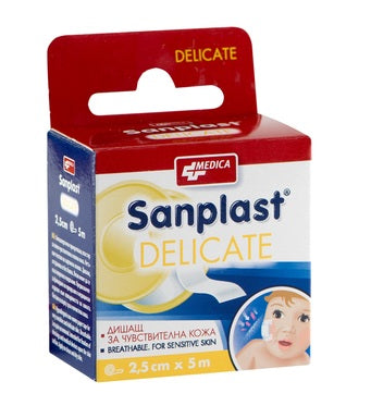 Sanplast Delicate Пластир за чувствителна кожа 2.5с м/5 м x1 брой Medica