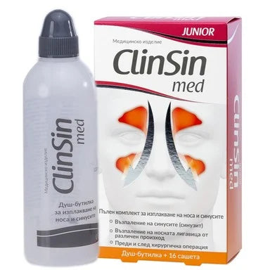 КлинСин мед джуниър за промиване на носа с душ бутилка х16 сашета Naturprodukt