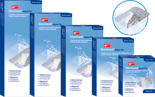 Sterimed Aqua Fix Стерилни постоперативни превръзки 5 см/7 см х5 бр Medica