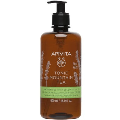 Apivita Тонизиращ душ гел с планински чай помпа х500 мл