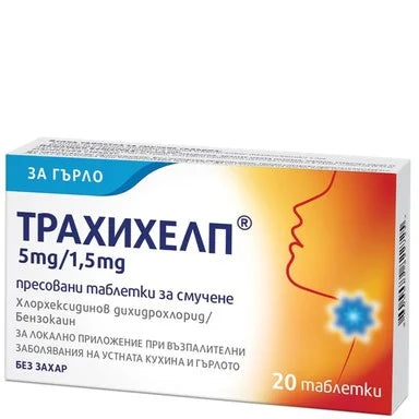 Трахихелп при възпаление на гърлото 5 мг/1.5 мг х20 таблетки Sopharma
