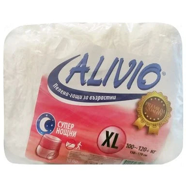 Alivio Пелени-гащи за възрастни XL супер нощни 100-120 кг x10 бр