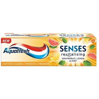 Aquafresh Senses Енергизираща паста за зъби с грейпфрут, лимон и мента x75 мл