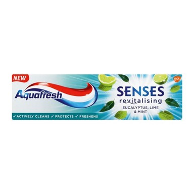 Aquafresh Senses Ревитализираща паста за зъби с евкалипт лайм и мента х75 мл