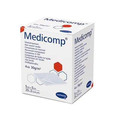 Hartmann Medicomp Стерилни компреси от нетъкан текстил 4 дипли размер 5/5 см 25х2 броя