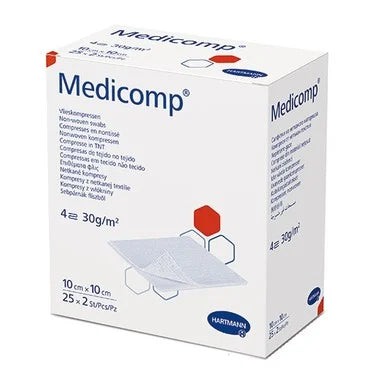 Hartmann Medicomp Стерилни компреси от нетъкан текстил 4 дипли 10/10 см 25х2 броя