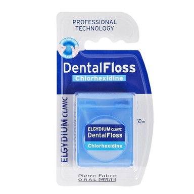 Elgydium Clinic DentalFloss Антибактериален конец за зъби хлорхексидин x50 м