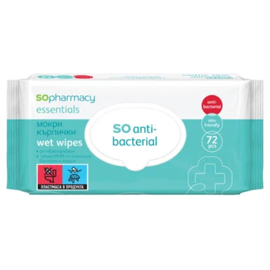 SOpharmacy Essentials Антибактериални мокри кърпички с алкохол х72 броя