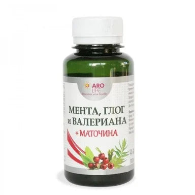 Мента, глог, валериана и маточина сироп за успокояване на нервната система х110 мл Aro Life