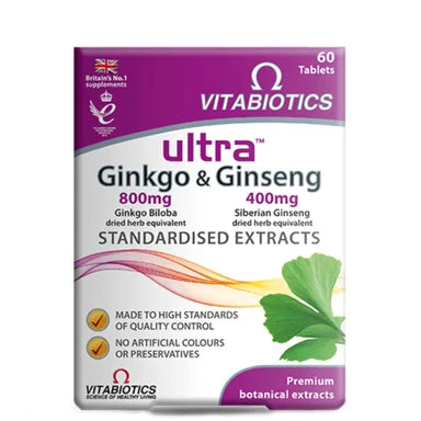 Ultra Гинко + Жен Шен за памет и концентрация х60 таблетки Vitabiotics