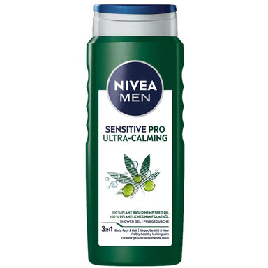 Nivea Men Sensitive Pro Ultra-Calming Душ-гел за лице тяло и коса с масло от конопено семе х500 мл