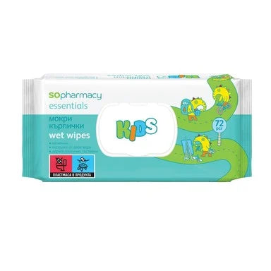 SOpharmacy Essentials Kids Хигиенни мокри кърпички с капак х72 броя