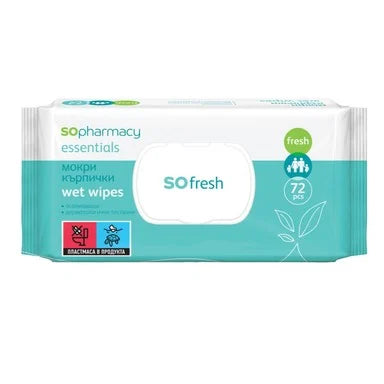 SOpharmacy Essentials Освежаващи мокри кърпички с капак х72 броя