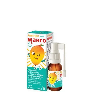 Апипро аква манго Спрей за уста при болно и възпалено гърло х20 мл