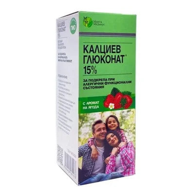 Калциев глюконат 15% Сироп за подкрепа при алергични функционални състояния х109 мл Мирта Медикус