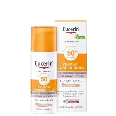 Eucerin Pigment Control Tinted Оцветен слънцезащитен гел-крем SPF50+ тъмен нюанс х50 мл