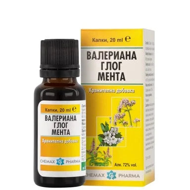 Тинктура валериана глог и мента x20 мл Chemax Pharma