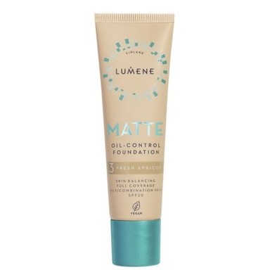 Lumene Vegan Matte Матиращ фон дьо тен за мазна и комбинирана кожа SPF20 3 fresh apricot х30 мл