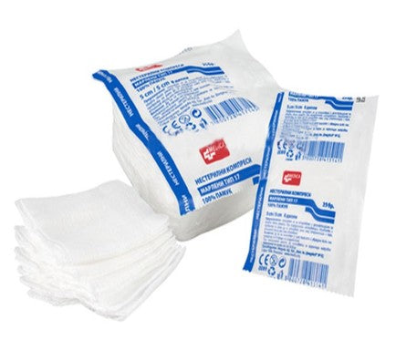 Нестерилни марлени компреси 5/5 см 8 дипли х25 броя Medica