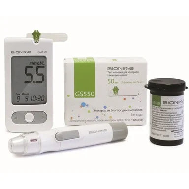 Комплект Bionime GM550 Глюкомер + GS550 Тест ленти за измерване на кръвната захар х50 броя