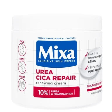 Mixa Urea Cica Repair Възстановяващ крем за суха и груба кожа с 10% урея и ниацинамид х400 мл